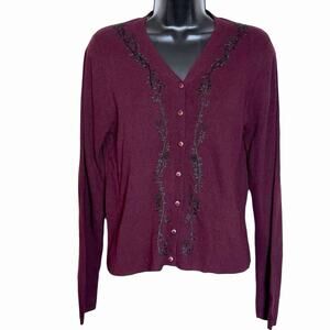 VTG 90s BABETTE BALINGER EMBROIDERED CARDIGAN WHIMSIGOTH FAIRY GRUNGE COTTAGE L